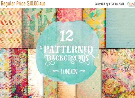 70% OFF Sale Digital paper, Digital Scrapbook paper pack - Instant download - 12 Digital Papers - London