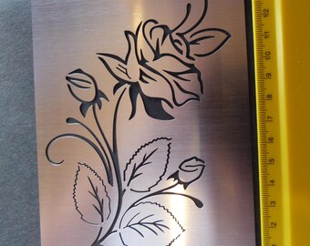 Stainless Steel stencil Oblong Rose Bud Flower Floral Emboss LARGE