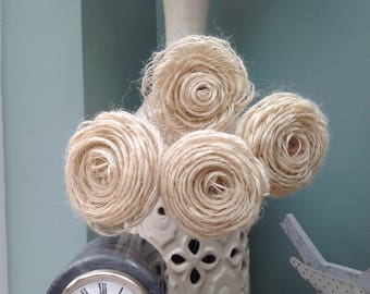4 x cream swirl hessian flowers