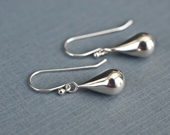 Silver Teardrop Earrings, Drop Earrings, Sterling Silver Teardrop Earrings, Everyday Earrings, Simple Silver Earrings, Minimalist Jewelry