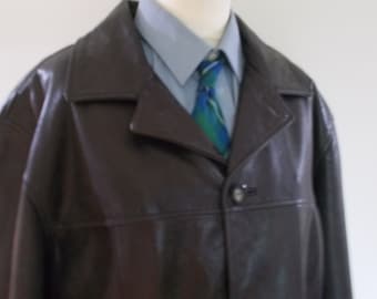 Vintage leather jacket mens black leather jacket by Guess size XL