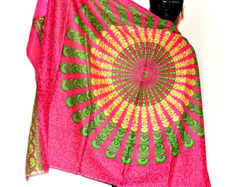 Mandala Scarf/ Shawl/ Sharong/Beach wrap/Mandala Chakra / Mandala Chakra scarf/ handmade scarf/ Yoga Scarf/ Meditation clothing/Scarf
