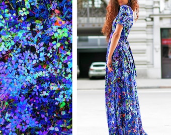 Floral Maxi Dress, Bohemian Dress, Bridesmaid Dress, Caftan Dress, Womens Kaftan, Blue Long Dress, Long Maxi Dress, Women Outfit