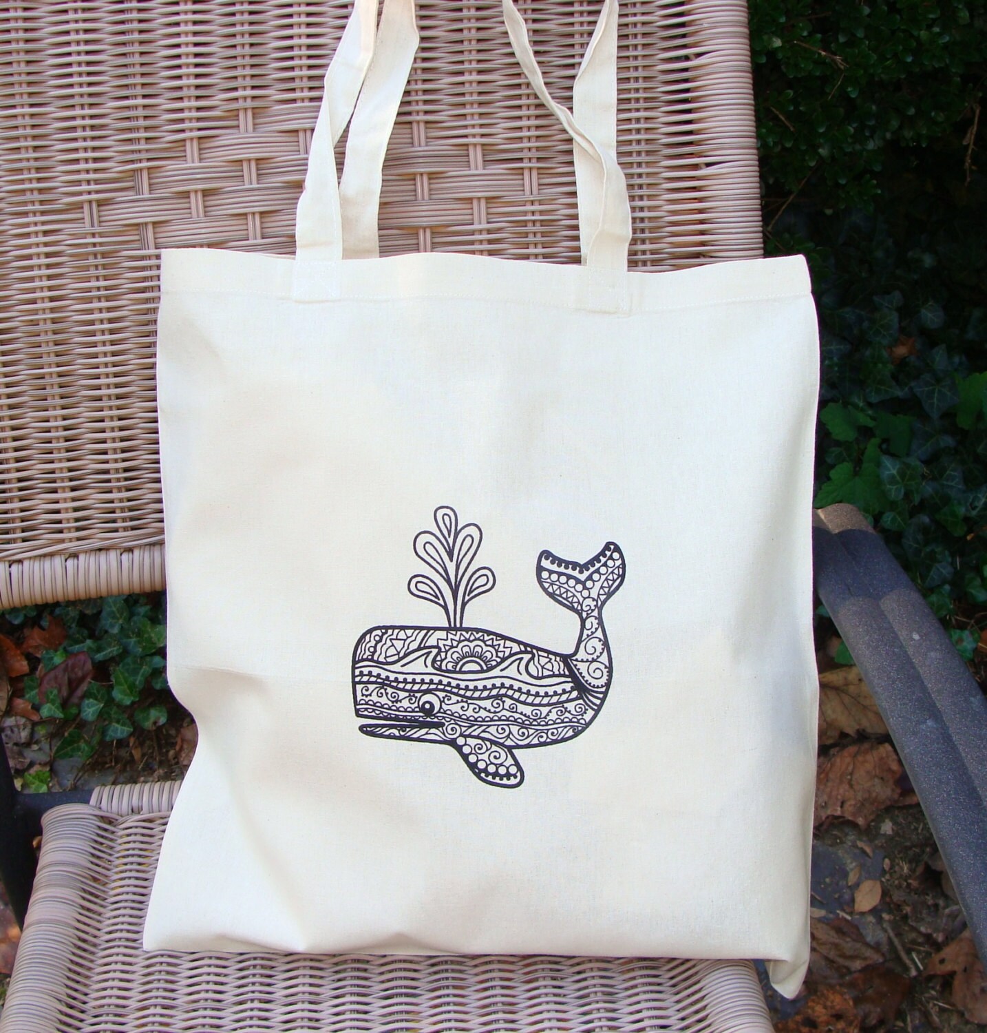 Whale Tote Bag Market Bag Heat Press Original Artwork