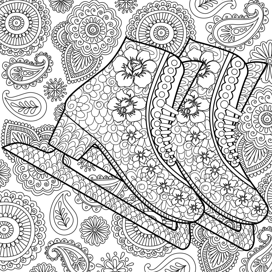 Download Printable Coloring Page Zentangle Figure Skating Coloring Book