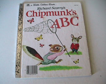 Book, Chipmunks ABC, a Little Golden Book, Vintage, Childrens Books, Childs Reading,Antique Discoveries