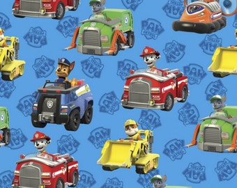 Paw Patrol Fabric Rescue Cars From David Textiles 100% Cotton