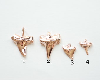 Vermeil Rose Gold Shark Tooth Charm Pendant- 18k gold plated over Sterling Silver, Rose Gold Shark tooth Teeth, Shark tooth Charm, Wholesale