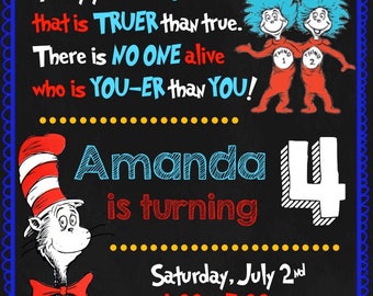 Birthday Invitations - Dr. Seuss - The Cat in the Hat