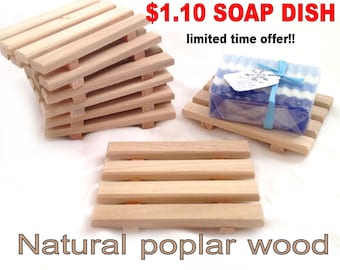 SALE - 60 natural poplar wood soap dishes JUST 1.10 each