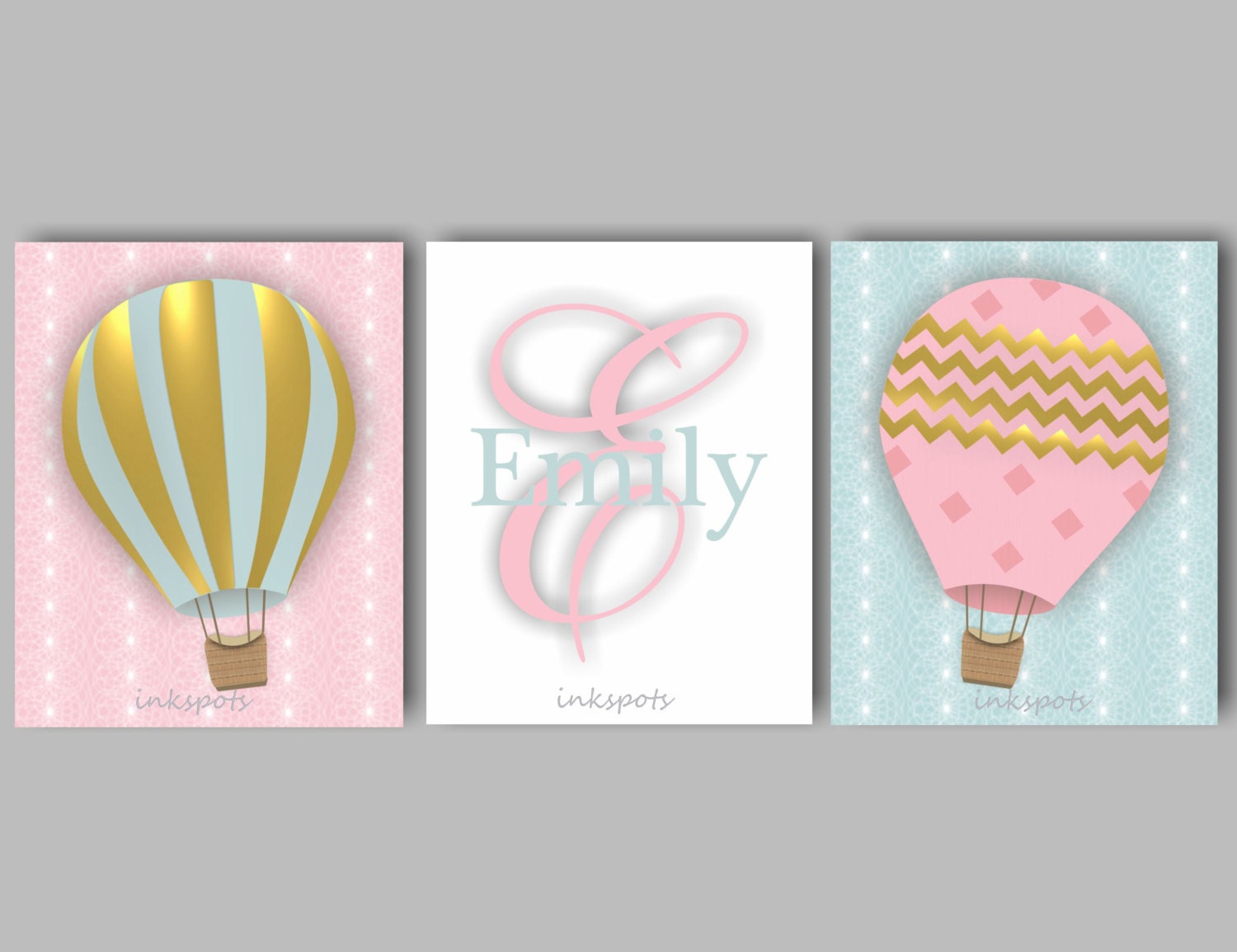 Baby Girl Nursery Art Hot Air Balloon Wall Zoom