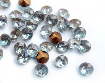 Vintage Sappharine ("Saphiret") facetted glass stone, foiled back, 30 SS - round - 1 piece - C51