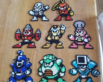 Mega Man and Six Robot Masters Perler Bead Magnets Nintendo