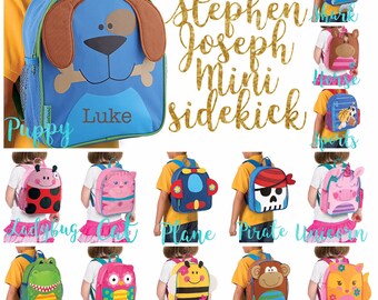 Personalized Toddler Backpack ,Toy Bag , Kids Backpack ,Preschool backpack ,Stephen Joseph Backpack, Personalized Kids Bag ,MINI Sidekick