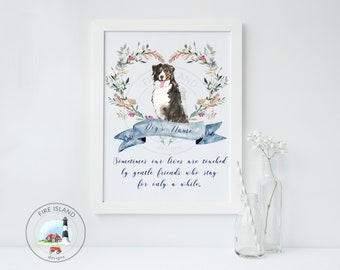 Bernese Mountain Dog, Memorial, Pet Loss, Personalized Dog Print, Personalized Memorial Print, Rainbow Bridge, Personalized Pet Memorial