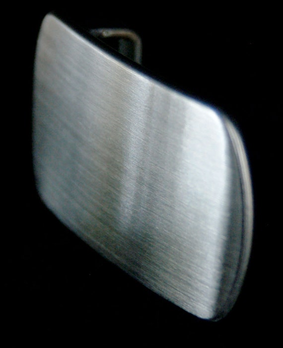 Belt and Buckle SET Brushed Stainless Steel Buckle & Belt fits 1-1/2" Belt for Jeans - Boyfriend Gift - Buckle Signed Original by Aucoin