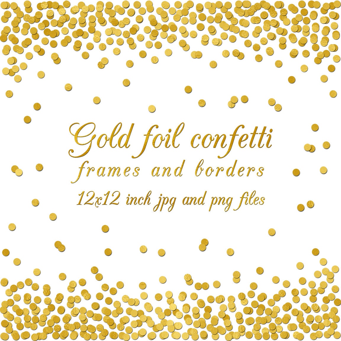 gold foil confetti overlay border frame digital paper 12x12