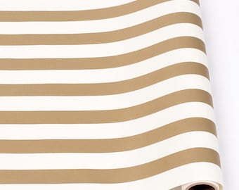 Paper Table Runner Roll 20" by 25' - Classic Gold and White Stripe Pattern