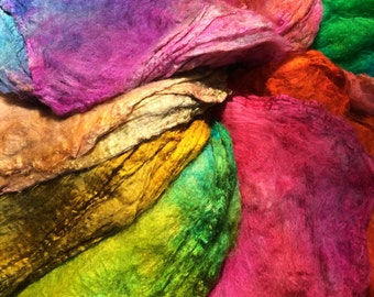 Hand dyed Silk Hankies Multi pack, cold and warm mix