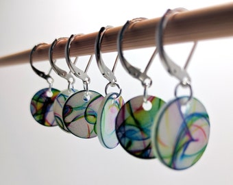 Stitch markers for Knitting or Crochet, Abstract Rainbows