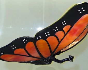 Stained Glass Butterfly Fairy Hand-Painted Monarch Butterfly Flying Figurine - Made to Order (MON010)