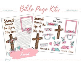 Printable Bible Journaling Page Kit - "Saved" - Complete kit for Bible Pages or Journals. Fits all Journaling Bibles.