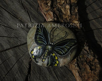 Handpainted Butterfly No.3 rock painting handpainted stone miniature painted rock art