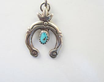 Native American Sterling Silver and Turquoise Naja Pendant - 2320