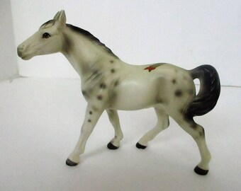 Vintage Bridal Cave Ceramic Horse Figurine Souvenir Appaloosa Spotted Horse Figure Camdenton Missouri B 106