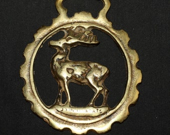 Vintage or Antique Stag Horse Brass - Horned God - Folk Magic, British, Pagan, Wisdom - Rare