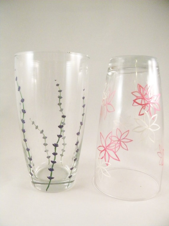 Items Similar To Hand Painted Glassware Set Of 4 On Etsy