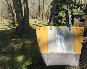 Mustard Tote and lin lamé silver