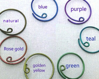 Niobium hoop earrings - spiral niobium wire earrings - 18g 20g 22g - choose color - small niobium hoops - niobium earrings - hypo allergenic