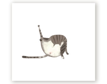 Cat Bath Print - Belly Wash - Bathroom Art - Cat Mom or Cat Dad Print