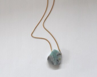 Amazonite necklace on gold plated chain
