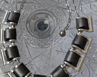 RESERVED for Customer L Dark Grey Plastic Lucite Link Necklace