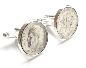 50th Birthday Gift for Men, 1968 Cufflinks, Dime Coin Cufflinks, 50th Gift for Brother, 50th Gift for Husband, 50th Birthday gift for him