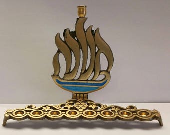 Vintage Chanukah Flame Menorah Made in Israel