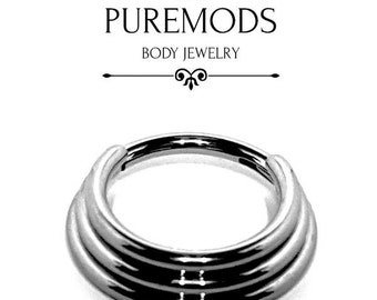 Titanium Triple Stacked Septum Ring 16G (you pick your own custom color)