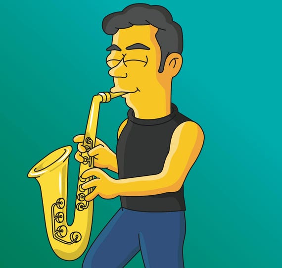 Saxophone Player Gift Custom Portrait from Photo as Yellow