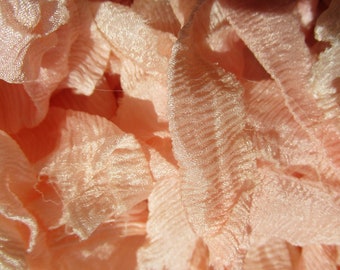 10 Yards Golden Peachy Pink Blush Supreme Silky Hand Dyed Ribbon Sari Silk