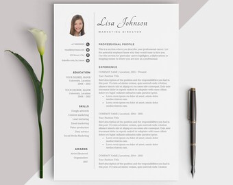 Resume template with image / Photo CV Design - Easy Instant Download for Word - Creative and Inspiring look for Jobseekers - Excellent