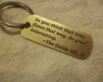 HGTTG inspired Brass Keychain