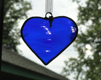 Stained Glass Heart Suncatcher with Key