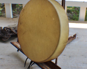 10" Elk Hide Hand Drum Native American Made William Lattie Cherokee comes w/ Certificate of Authenticity FREE US SHIPPING