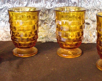 Vintage INDIANA Glass American WHITEHALL AMBER Gold American - 5 Ounce Juice Glasses - Set of 4