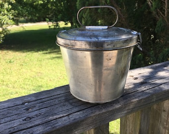 Vintage West Germany Bundt Steamed Pudding Mold--Lidded Tin Pan--Aged Baking Pan--European Country Kitchen Decor--Home Decor
