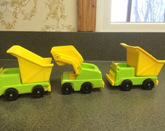 3 Fisher Price Lift N Load Construction Vehicles, Scoop Loader, Dump Truck, Lift N Load Depot,