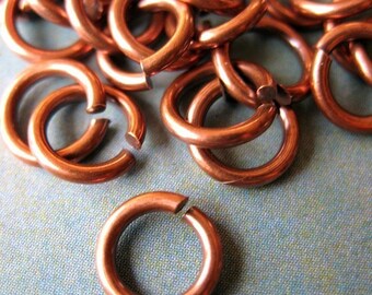 7.5mm 16 gauge Antiqued Pure Copper Jump Rings