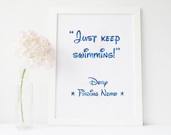 Just keep swimming, just keep swimming decal, just keep swimming sign, just keep swimming wall decal, just keep swimming print, nemo decal